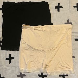 Two Pairs of Maternity Bloomers Lace Trim Anti Chafe